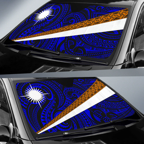 RMI Flag w/ Motifs & Tribals Auto SunShade