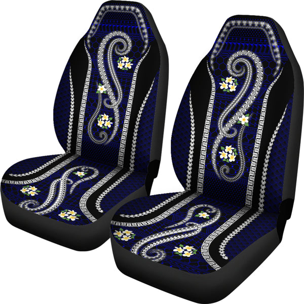 Blue Tribal and Plumeria Car Seat Cover