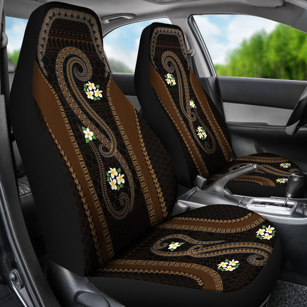 Brown Tribal with Plumeria Car Seat Cover