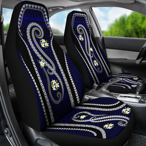 Blue Tribal and Plumeria Car Seat Cover